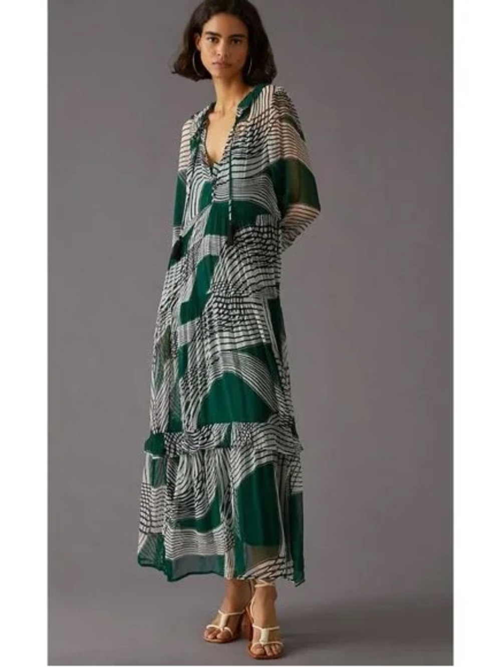 Women’s Printed Olive Green Tropical Geometric Dress- Anthropologie similar